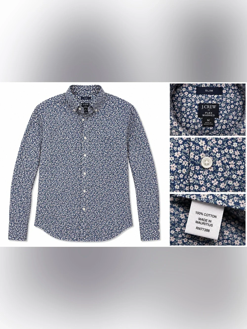 J. Crew Navy Blue Micro Floral Button-Down Shirt